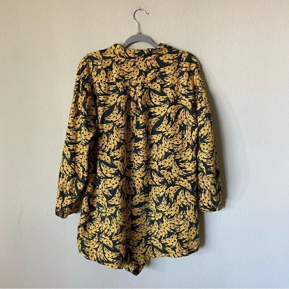 Farm  Rio Linen Yellow Black Romper Spotted Bananas Size M - Picture 8 of 10